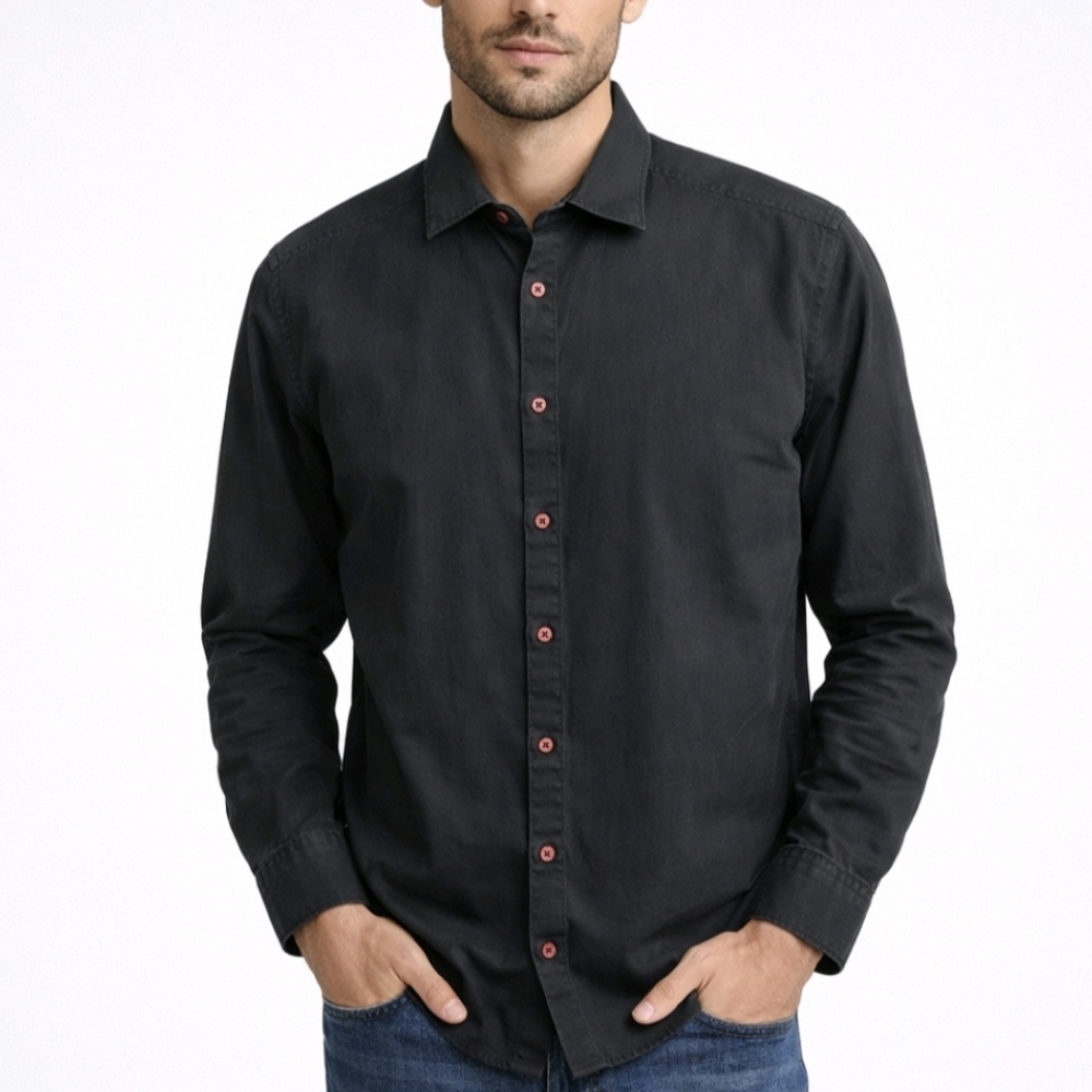 Reiss Men's Shirt Black Provoke Button Up Long Sleeve Size S